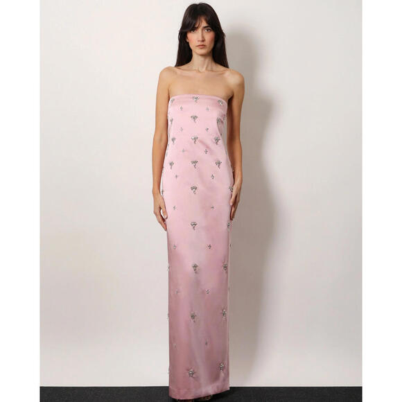 retrofete Dresses & Skirts - NWT $1098 Elise Blush Pink Satin Crystal Beaded Dress Gown Cocktail XS Rare